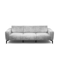 3-SITZER-SOFA in Samt Hellgrau  - Hellgrau/Schwarz, Design, Textil/Metall (250/86/86-94cm) - SENSOO