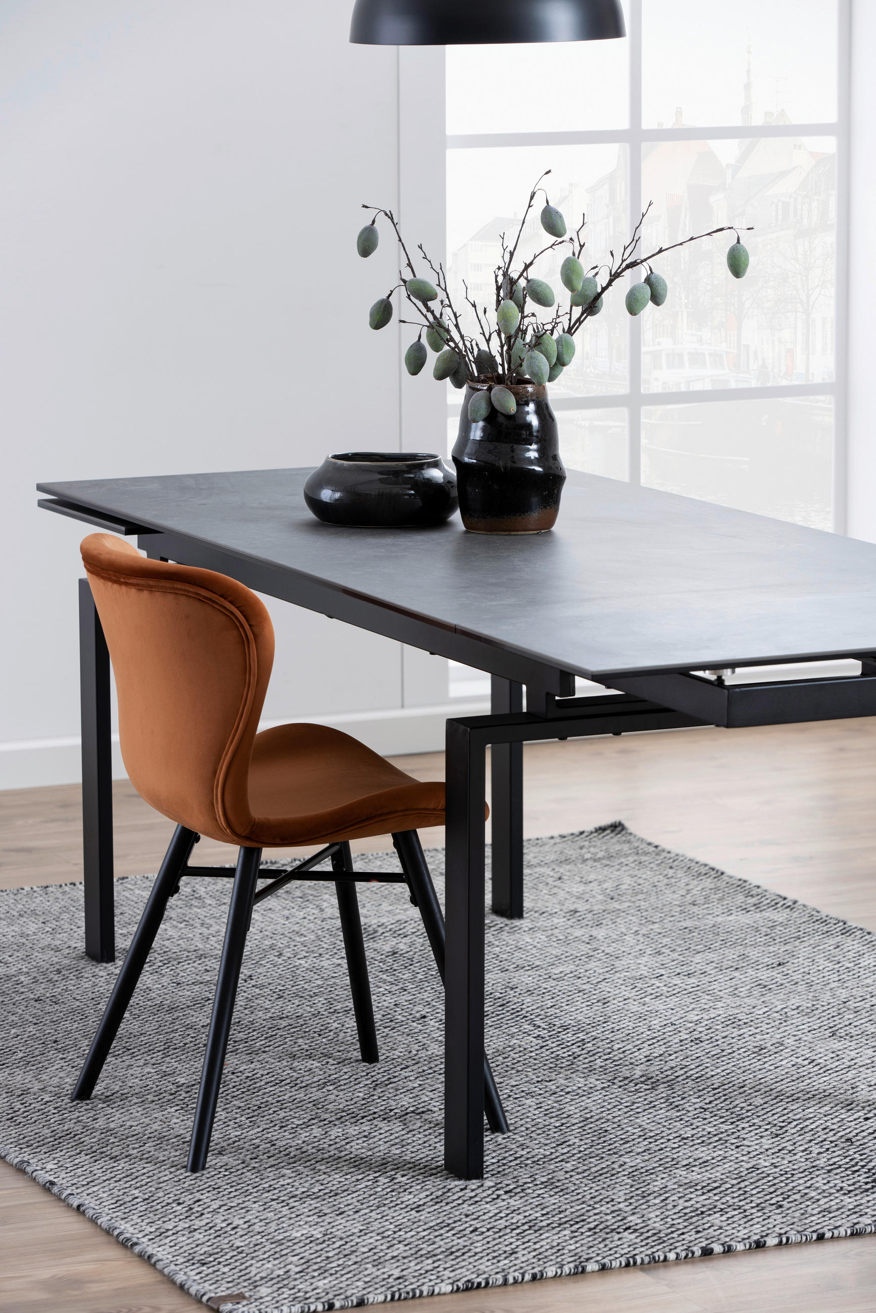 ESSTISCH in Metall, Keramik 160/85/76 cm  - Schwarz, KONVENTIONELL, Keramik/Metall (160/85/76cm) - Livetastic