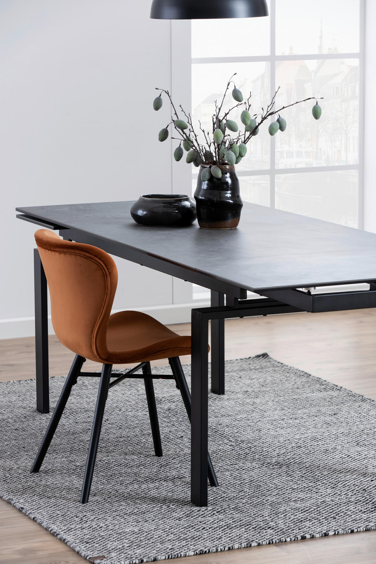 ESSTISCH in Metall, Keramik 160/85/76 cm  - Schwarz, KONVENTIONELL, Keramik/Metall (160/85/76cm) - Livetastic