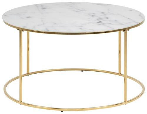 COUCHTISCH Milchglas 80/80/45 cm rund Goldfarben  - Goldfarben, Trend, Glas/Metall (80/80/45cm) - Carryhome