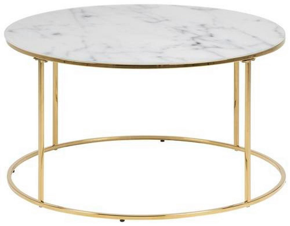 COUCHTISCH Milchglas 80/80/45 cm rund Goldfarben  - Goldfarben, Trend, Glas/Metall (80/80/45cm) - Carryhome