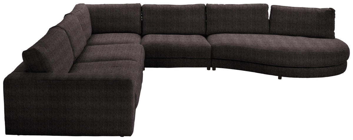 ECKSOFA Chenille, Cord Anthrazit  - Anthrazit/Schwarz, Design, Kunststoff/Textil (365/425cm) - Lomoco