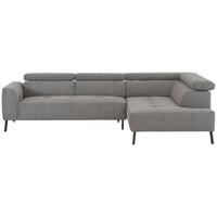 ECKSOFA Grau Feincord  - Schwarz/Grau, Design, Textil/Metall (280/205cm) - Xora