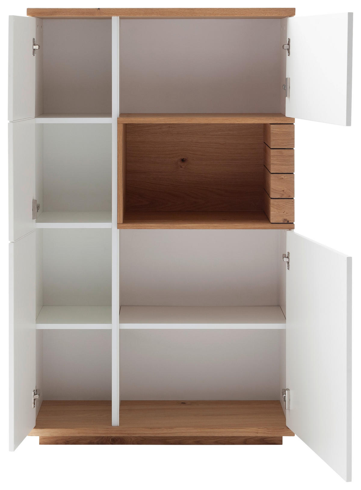 VYSOKÁ KOMODA, divoký dub, bílá, divoký dub, 90/150/37 cm - bílá/divoký dub, Design, kov/dřevo (90/150/37cm) - Novel