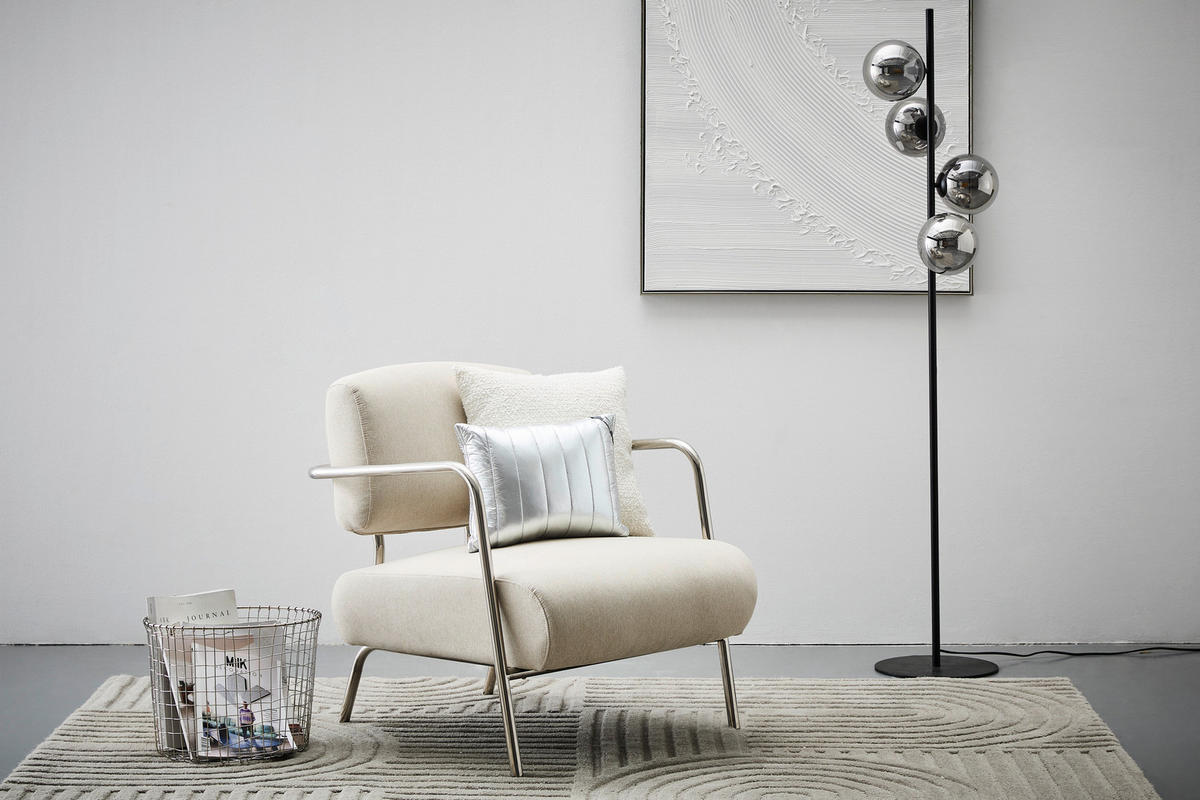 SESSEL in Leinenoptik Chromfarben, Beige  - Chromfarben/Beige, Trend, Textil/Metall (70/82/74cm) - Livetastic