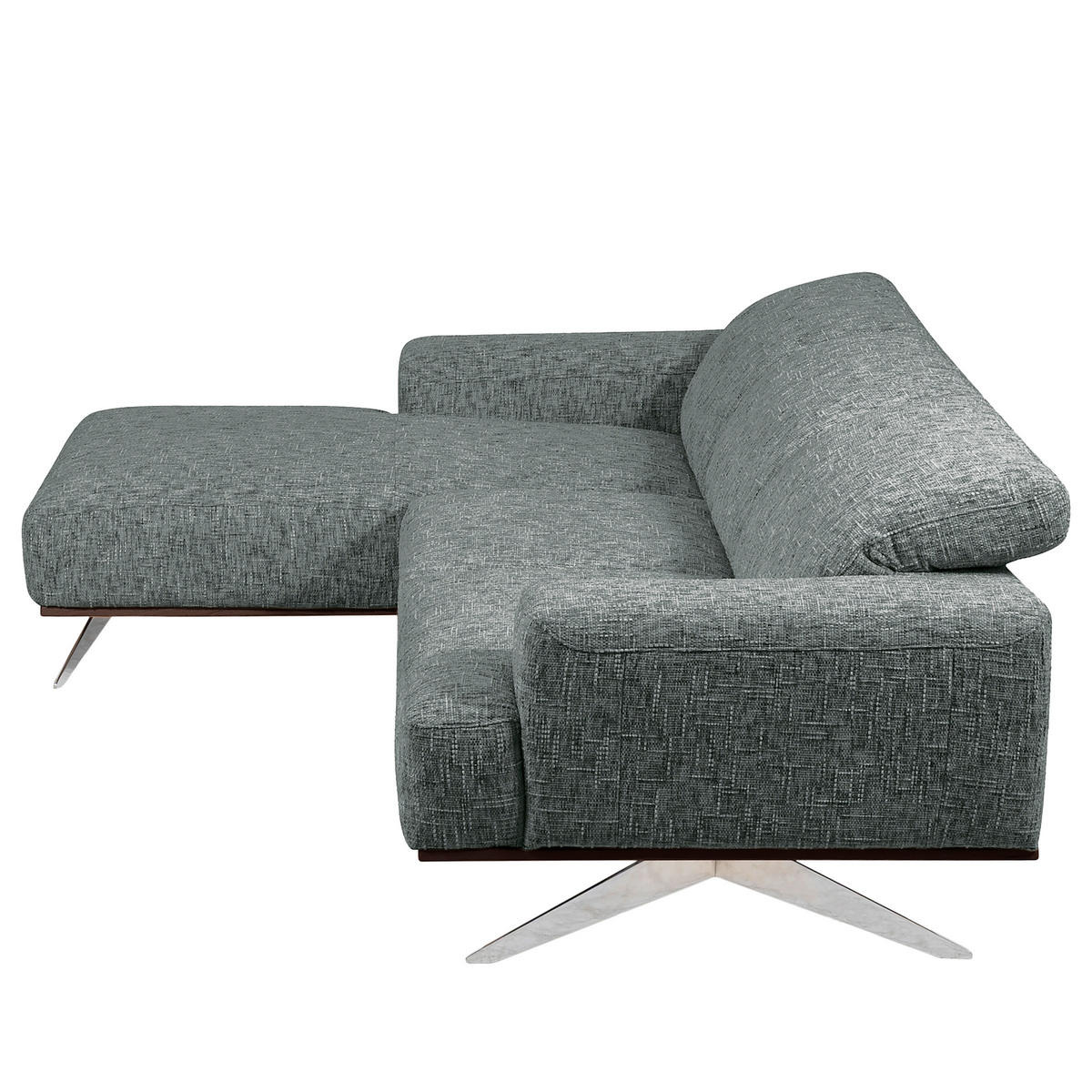 ECKSOFA PORTLAND Anthrazit Struktur Kopfteilverstellung  - Chromfarben/Dunkelbraun, Design, Holz/Textil (187/295cm) - Livetastic