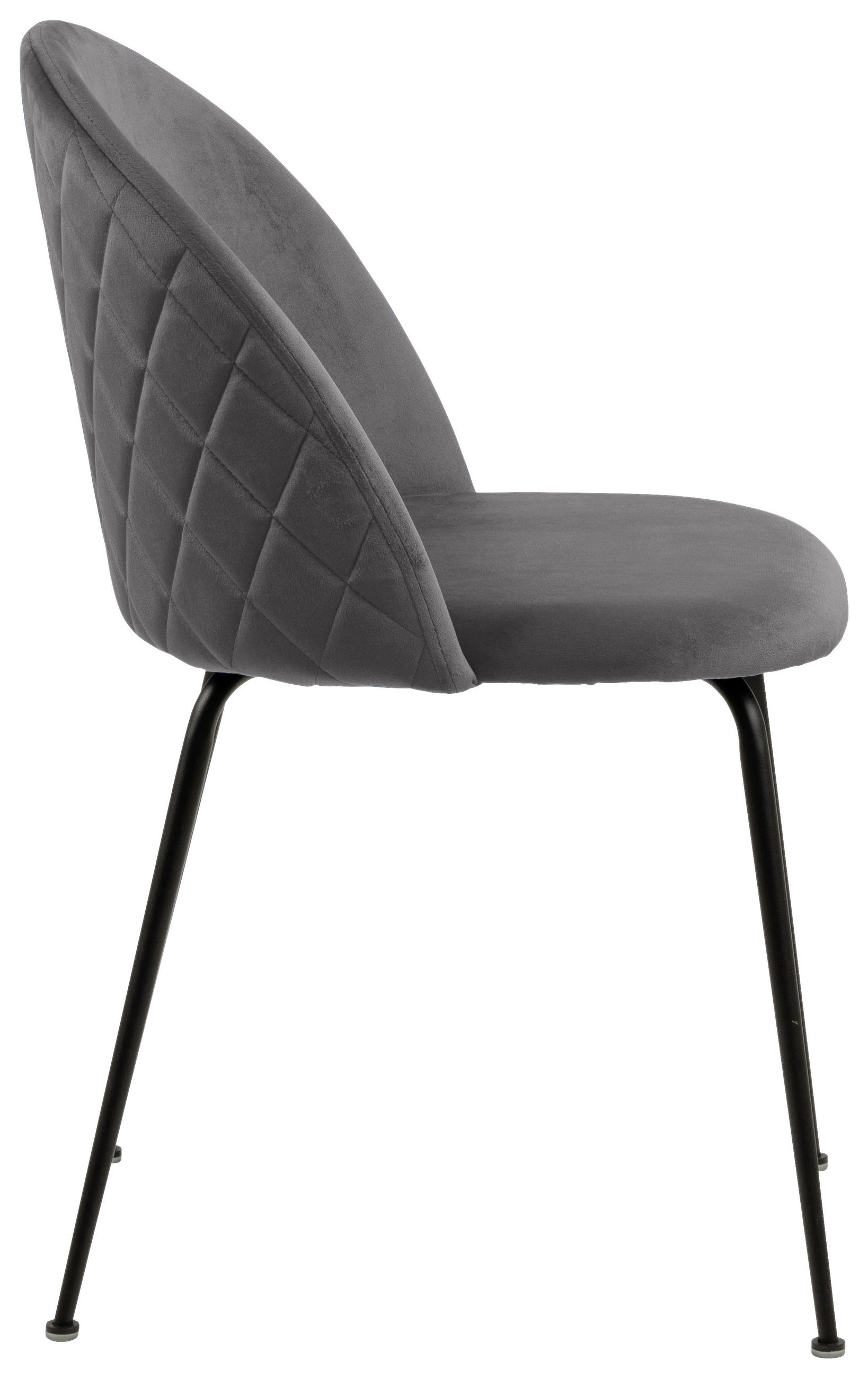 STUHL Samt Dunkelgrau - Dunkelgrau/Schwarz, KONVENTIONELL, Textil/Metall (49,5/80,5/54cm) - Ambia Home