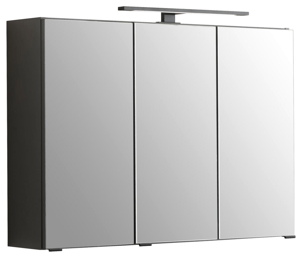 SPIEGELSCHRANK 90/64/20 cm  - Schwarz/Graphitfarben, Natur, Glas/Holzwerkstoff (90/64/20cm) - Xora