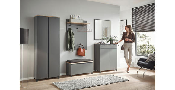 SCHUHSCHRANK Balkeneiche furniert Grau, Eichefarben  - Eichefarben/Anthrazit, Design, Holz/Holzwerkstoff (84/108/37cm) - Dieter Knoll