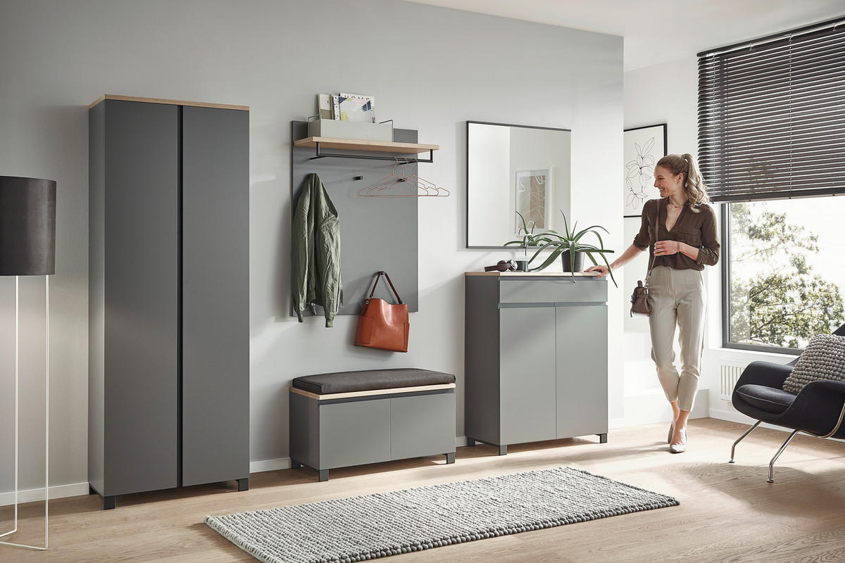 SCHUHSCHRANK Dieter Knoll Collection  in 84/108/37 cm  - Eichefarben/Anthrazit, Design, Holz/Holzwerkstoff (84/108/37cm) - Dieter Knoll