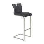 BARHOCKER in Metall, Textil Schwarz, Edelstahlfarben  - Edelstahlfarben/Schwarz, Design, Textil/Metall (40/105/45cm) - Dieter Knoll