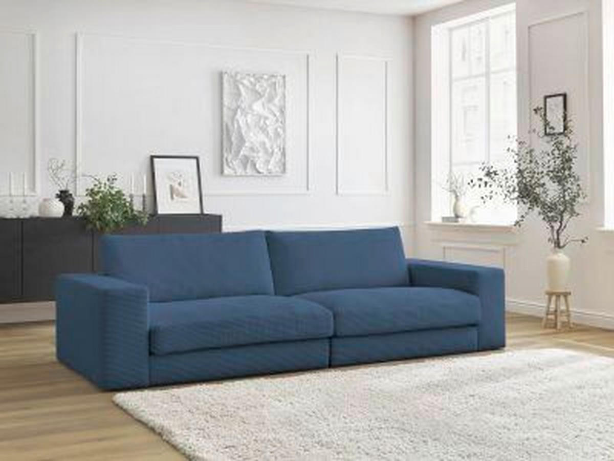 3-SITZER-SOFA LEONARD Cord Dunkelblau  - Schwarz/Dunkelblau, MODERN, Kunststoff/Textil (274/77/109cm)