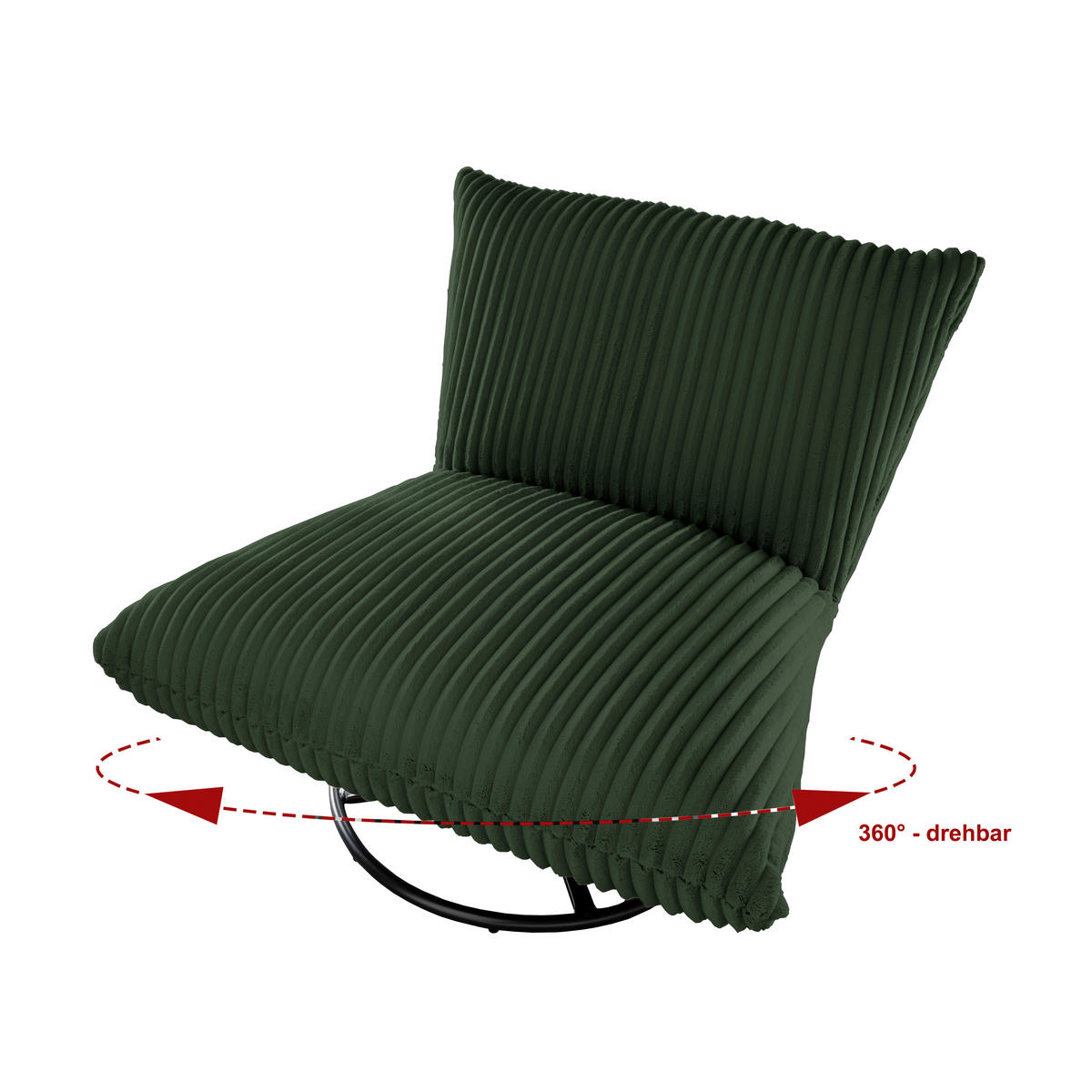 RELAXSESSEL in Textil Grün  - Schwarz/Grün, Design, Textil/Metall (100/78/96cm) - Livetastic