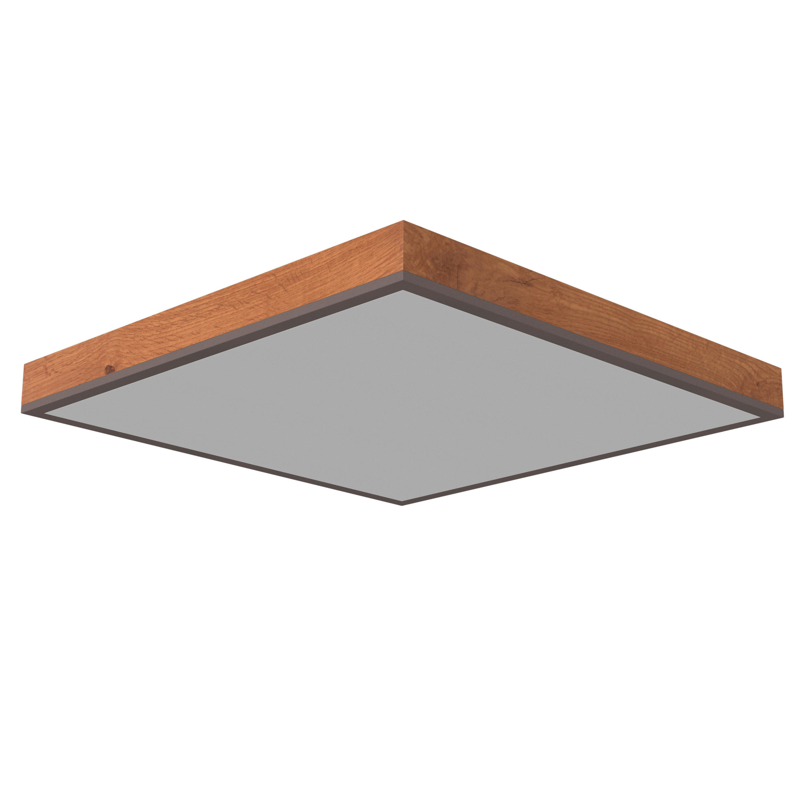 LED-DECKENLEUCHTE Ludwig 45/45/7,6 cm   - Opal/Graphitfarben, Natur, Holzwerkstoff/Kunststoff (45/45/7,6cm) - Novel
