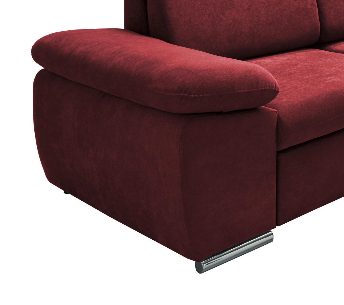 ECKSOFA in Mikrofaser Bordeaux  - Chromfarben/Bordeaux, Design, Textil/Metall (283/228cm) - Livetastic