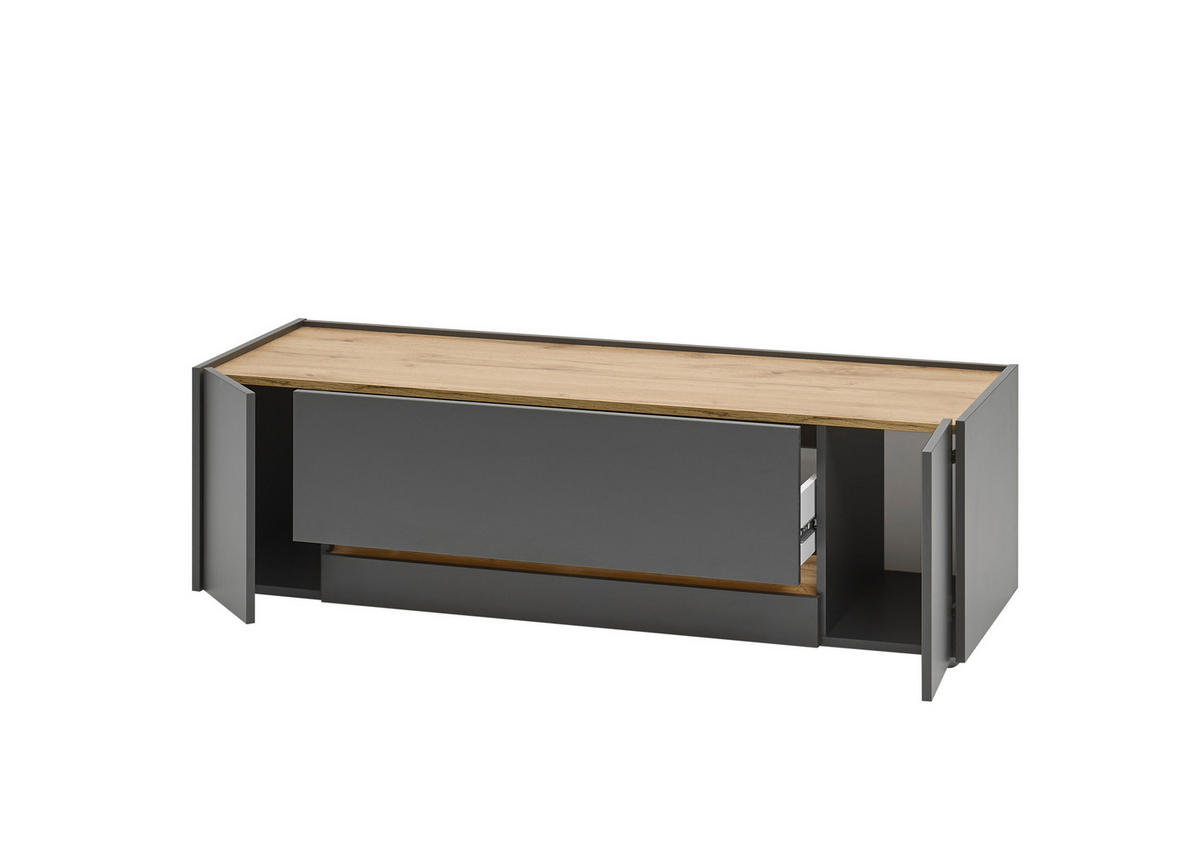 LOWBOARD  140/42/45 cm 2 Schublade(n) Beimöbel erhältlich, stehend  - Anthrazit/Eiche Wotan, Design, Holzwerkstoff/Kunststoff (140/42/45cm) - Modante