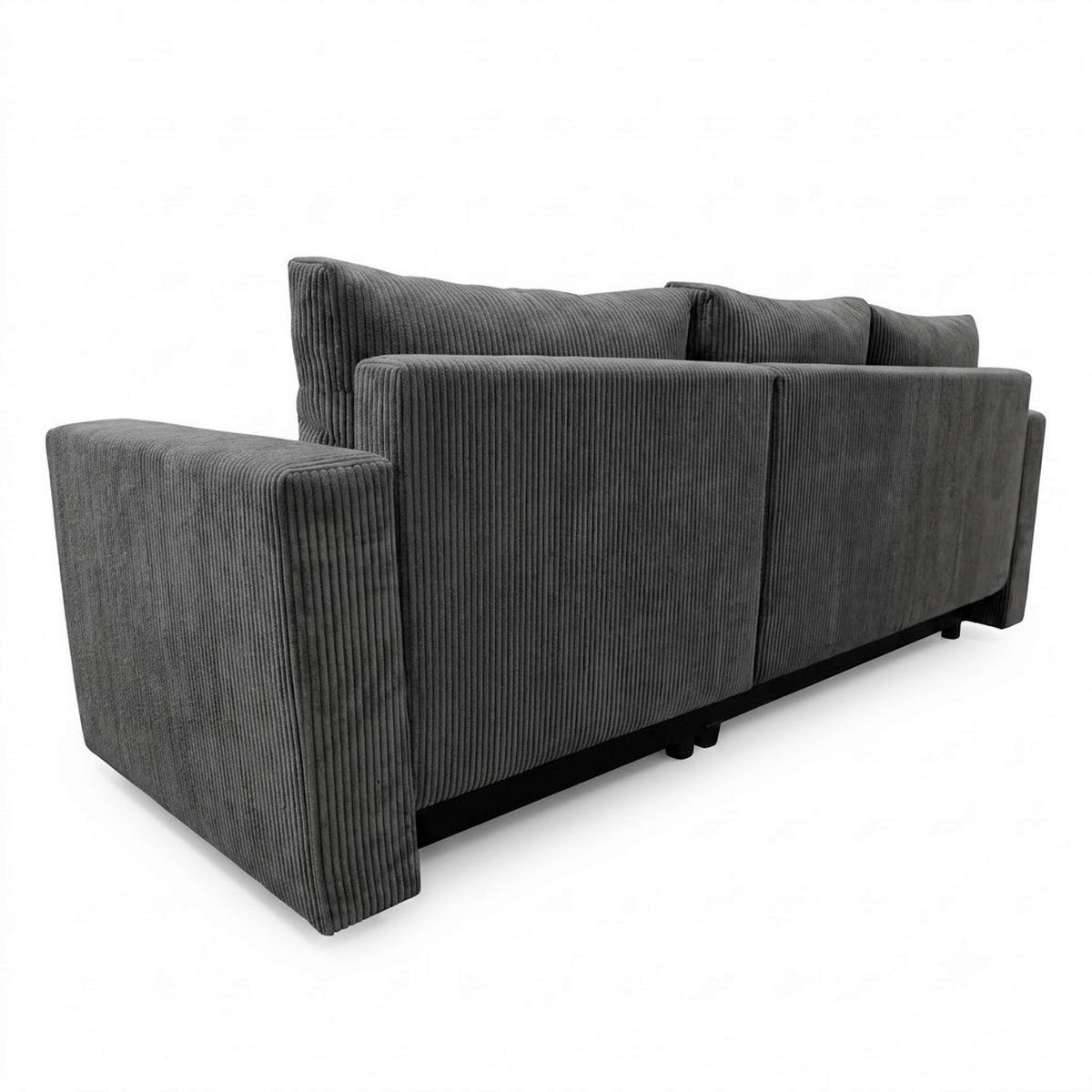 ECKSOFA TOP L Dunkelgrau Cord Rückenkissen, Bettkasten  - Dunkelgrau/Schwarz, Design, Kunststoff/Textil (230/156cm) - MID.YOU