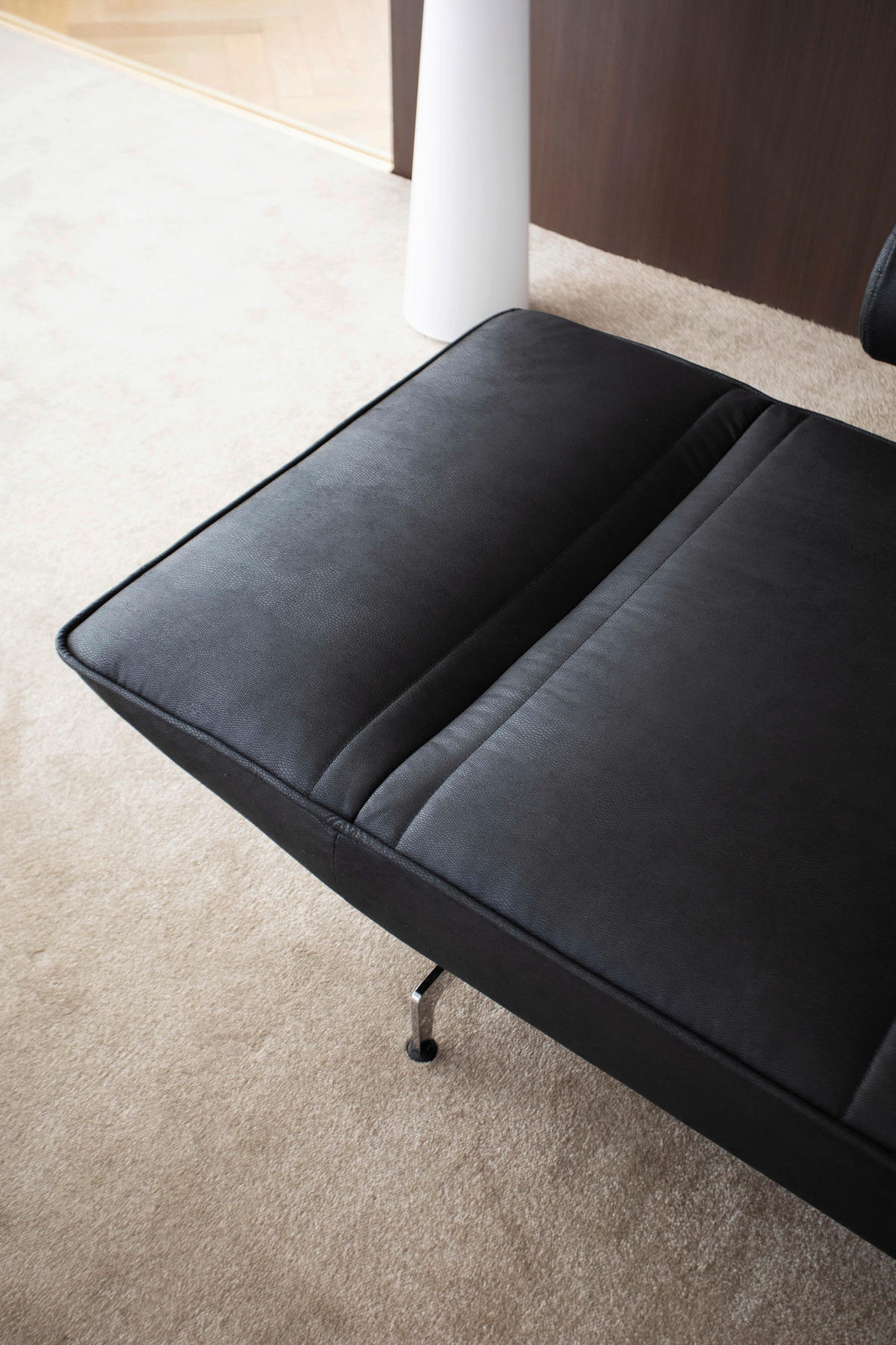 SCHLAFSOFA Lederlook Schwarz  - Chromfarben/Schwarz, Design, Textil/Metall (178/83/93cm) - Niels Andersson