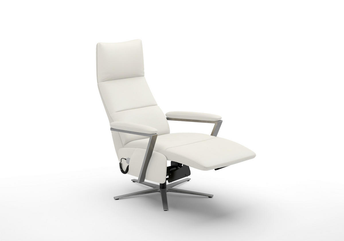 RELAXSESSEL Leder Weiss  - Weiss/Silberfarben, Basics, Leder/Metall (70/126/85cm) - Sit & More