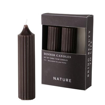  STABKERZENSET  - Schwarz, Basics, Naturmaterialien/Paraffin (3,5/15cm)