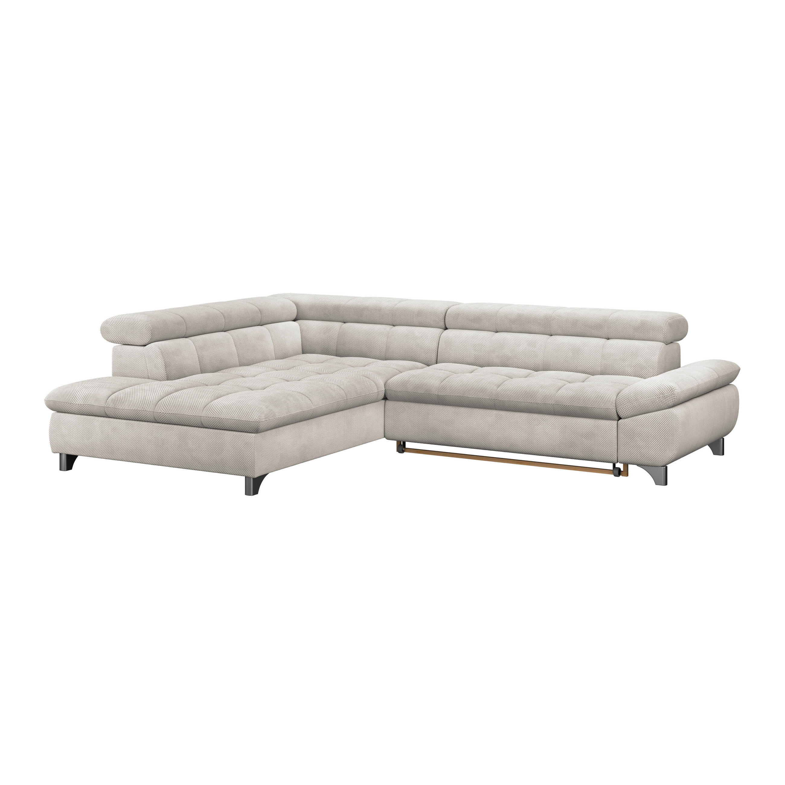ECKSOFA Creme Chenille  - Chromfarben/Creme, KONVENTIONELL, Textil/Metall (234/312cm) - Livetastic