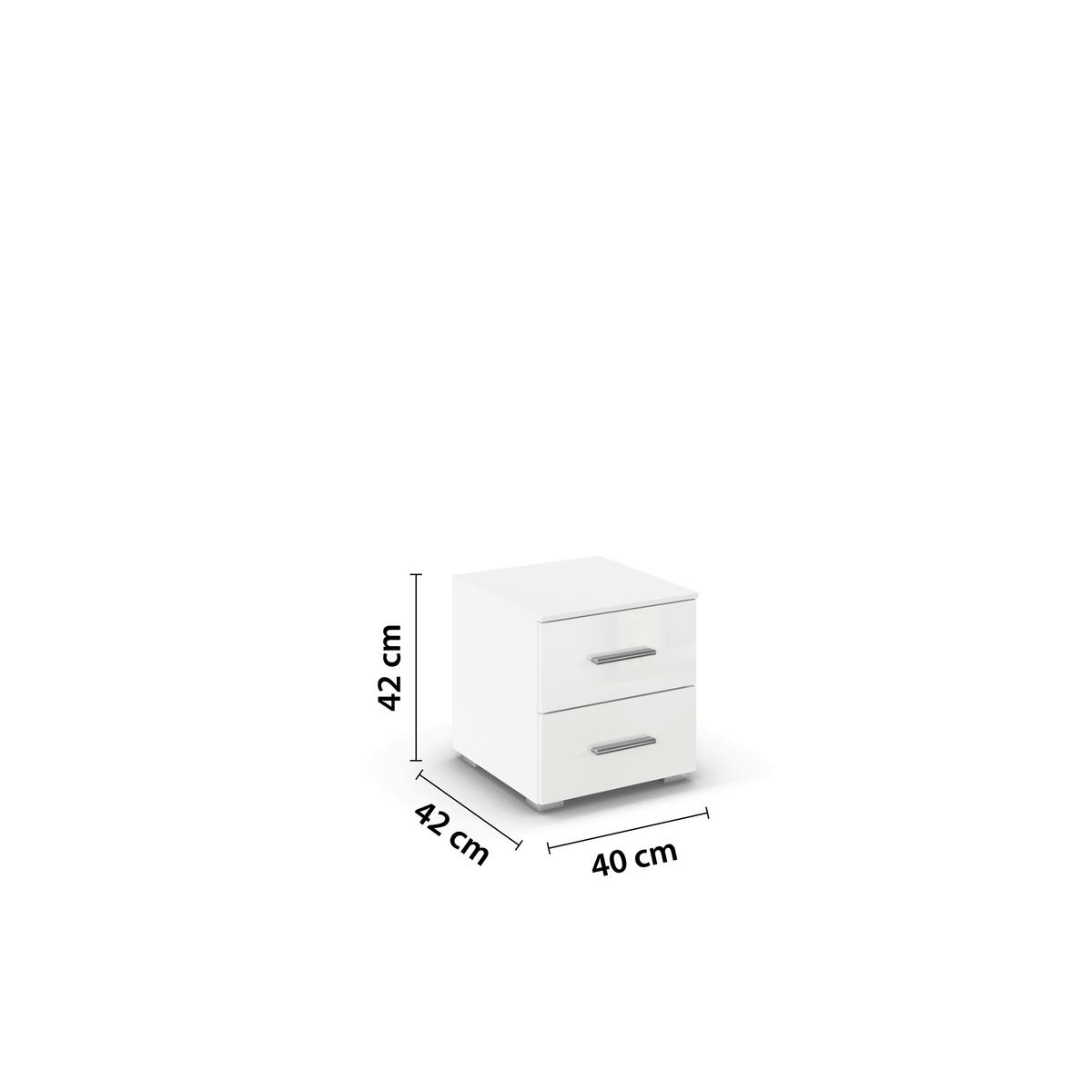 NACHTSCHRANK 40/42/42 cm  - Weiß Hochglanz/Alufarben, KONVENTIONELL, Holzwerkstoff/Kunststoff (40/42/42cm) - home24
