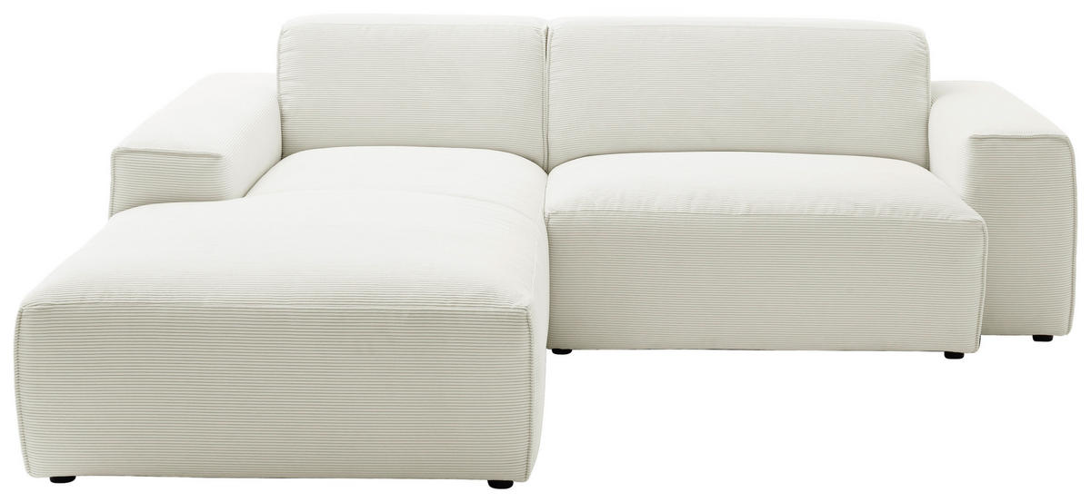 ECKSOFA in Cord Weiss  - Weiss/Schwarz, Design, Kunststoff/Textil (189/230cm) - Pure Home Lifestyle