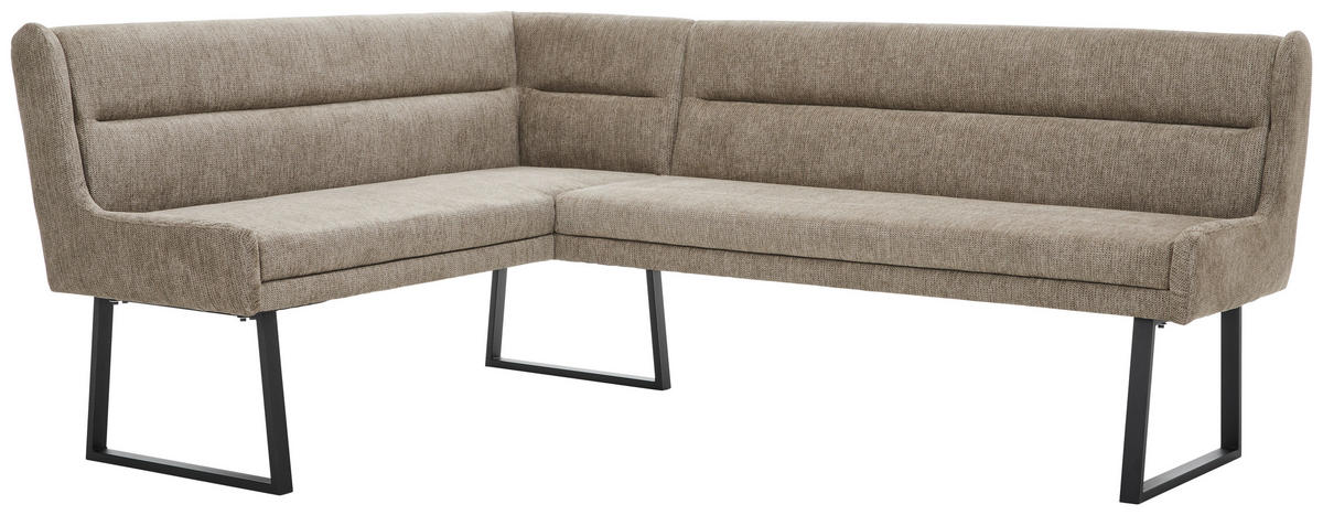 ECKBANK 159/217 cm Webstoff Schwarz, Taupe   - Taupe/Schwarz, Design, Textil/Metall (159/217cm) - Novel