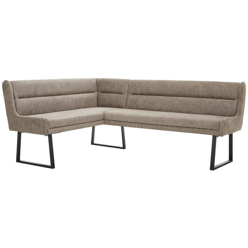 Thumbnail - Novel Eckbank, Schwarz, Taupe, Metall, Textil, 4-Sitzer, Ottomane rechts, Eckteil, L-Form, 217x159 cm, Stoffauswahl, Typ...