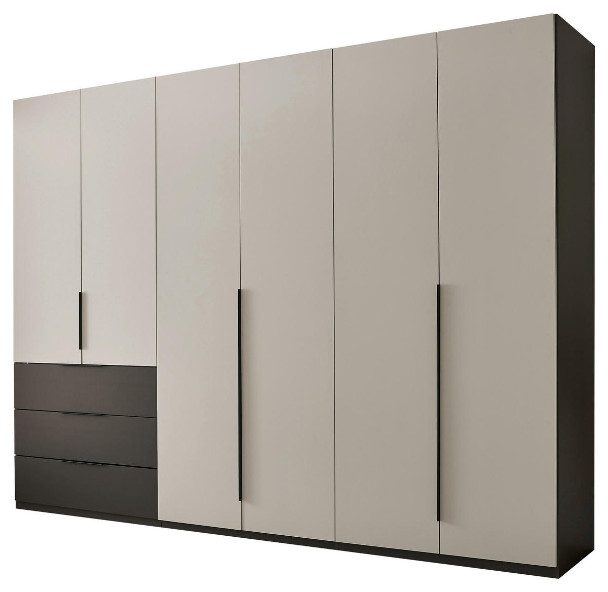 DREHTÜRENSCHRANK 300/225,5/60 cm 6-türig Graphitfarben, Hellgrau  - Hellgrau/Schwarz, MODERN, Holzwerkstoff/Kunststoff (300/225,5/60cm) - MID.YOU
