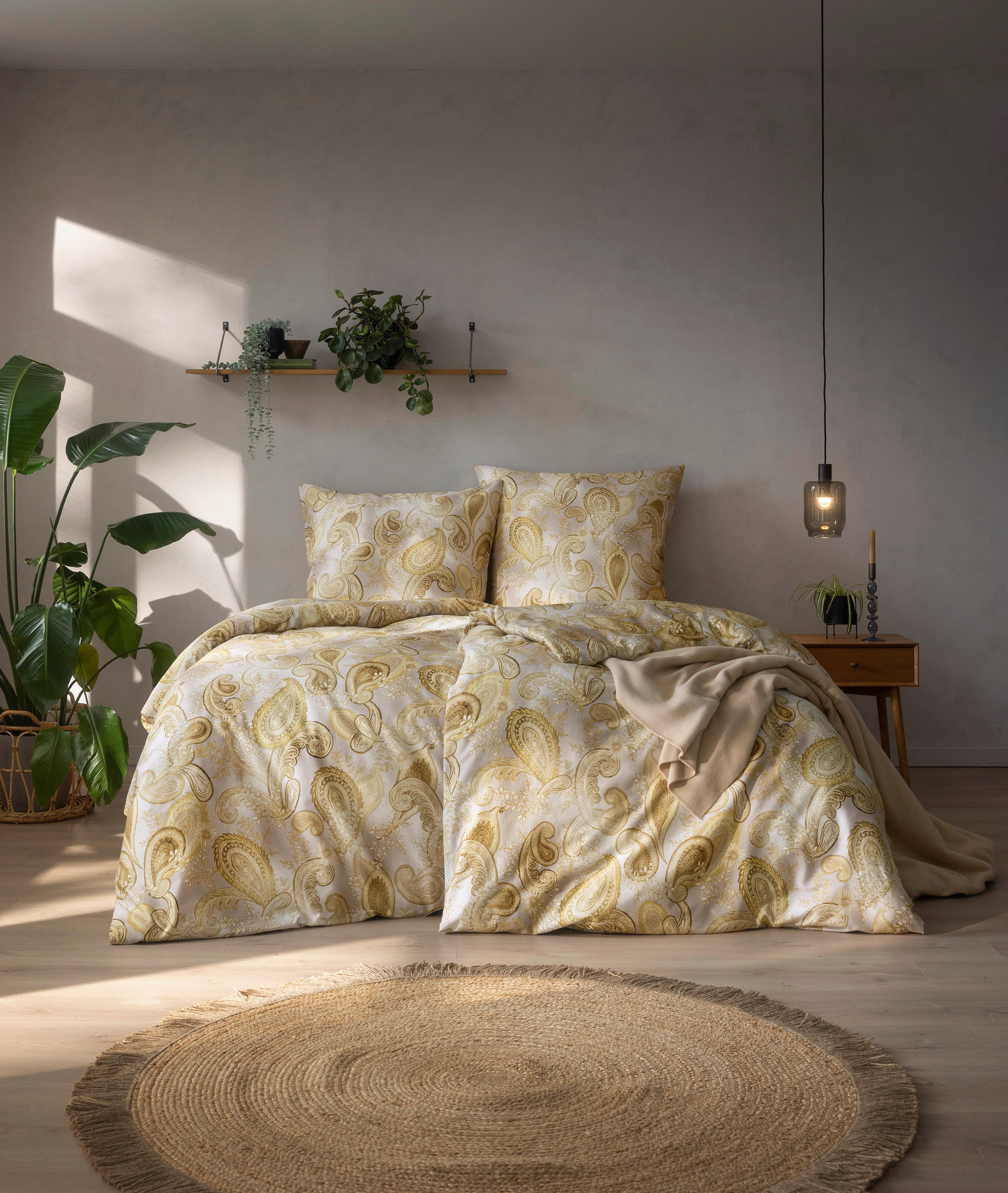 BETTWÄSCHE Natürlich Estella Makosatin 135/200 cm  - Goldfarben, Design, Textil (135/200cm) - Estella