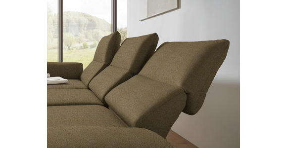 ECKSOFA  in Flachgewebe Khaki Armteilverstellung, Relaxfunktion, Drehsitzfunktion  175-224/255-365 cm  - Khaki/Schwarz, Design, Textil/Metall (175-224/255-365cm) - Dieter Knoll