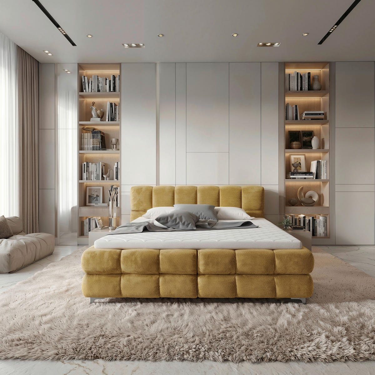 BOXBETT 200/200 cm  in Goldfarben  - Goldfarben/Schwarz, Design, Holz/Textil (200/200cm) - Ti'me