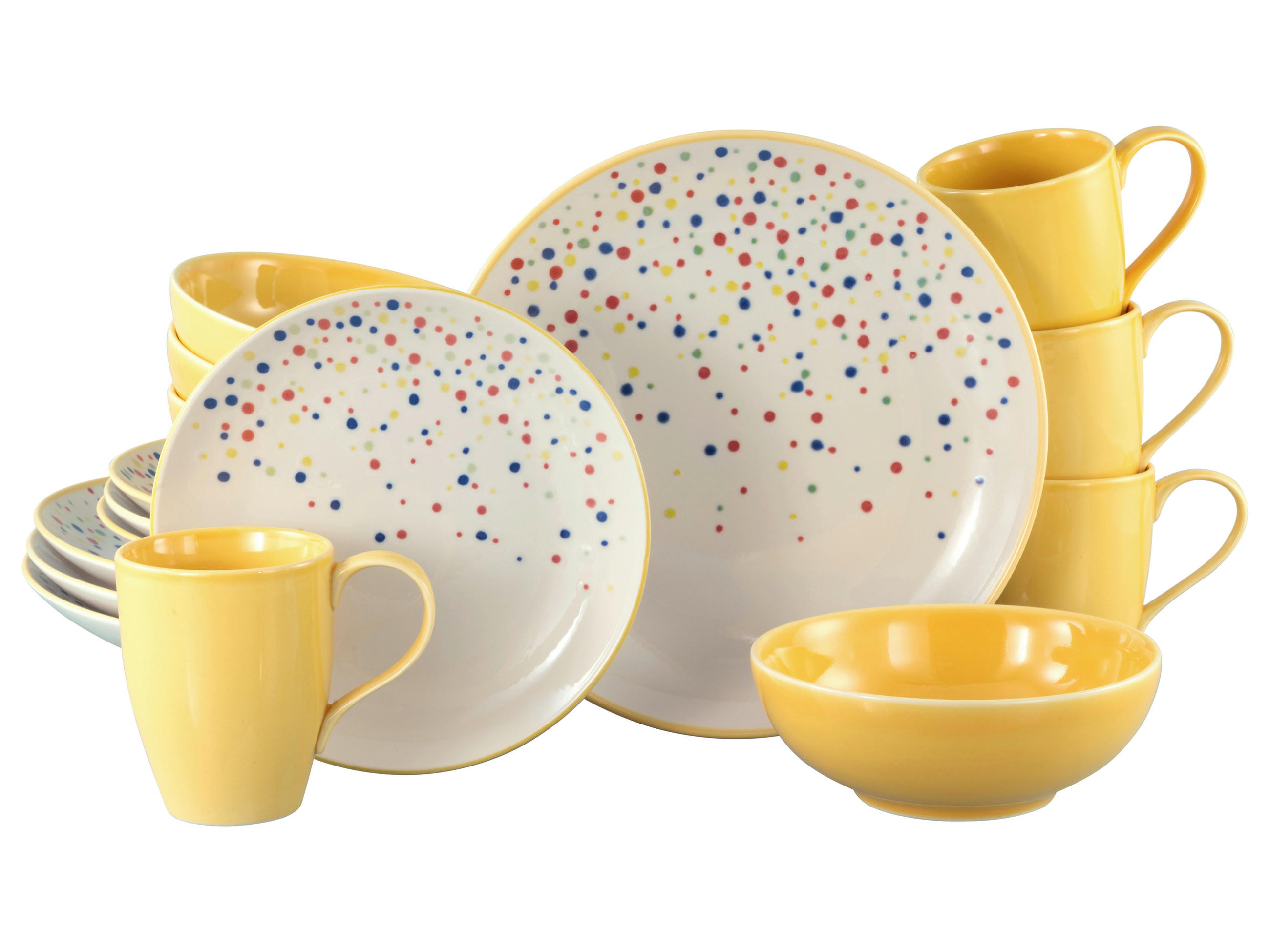 KOMPLETT SERVIS Joy Gelb-bunt 16 delar  - cremefärgad/gul, Basics, keramik (36/35,5/33null) - Creatable