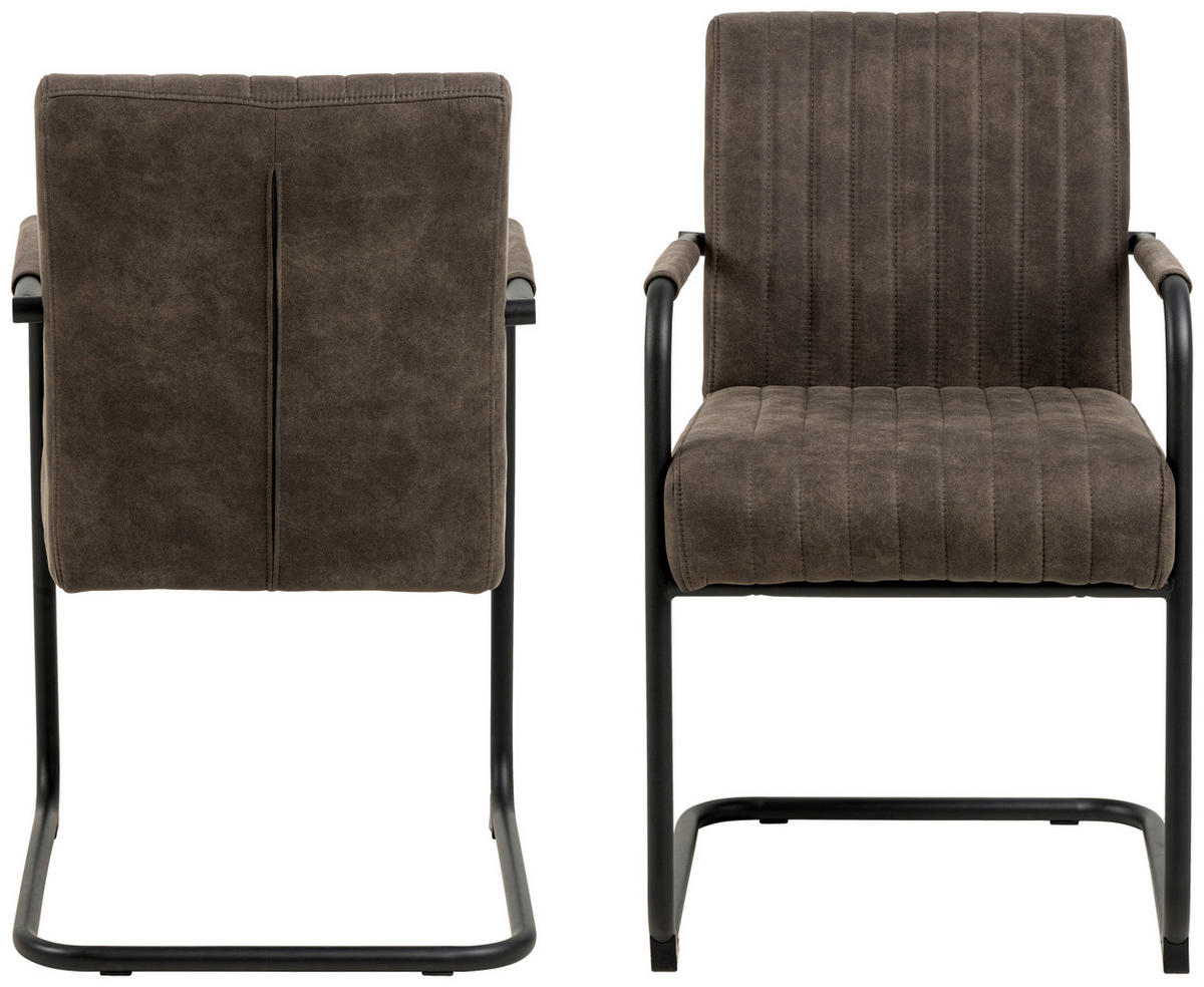 STOLICA S NASLONOM ZA RUKE  antracit, smeđa  tekstil      - svijetlo smeđa/crna, Design, tekstil/metal (50,5/84,5/64,5cm) - MID.YOU