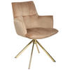 ARMLEHNSTUHL  in Edelstahl Samt  - Hellbraun/Goldfarben, Design, Textil/Metall (59/89,5/63cm) - Novel