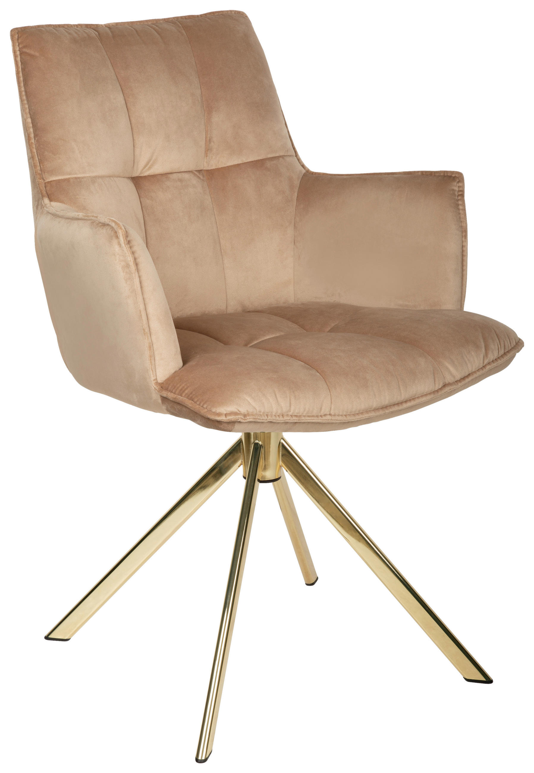 Novel ŽIDLE S PODRUČKAMI, nerezová ocel, samet, barvy zlata, světle hnědá