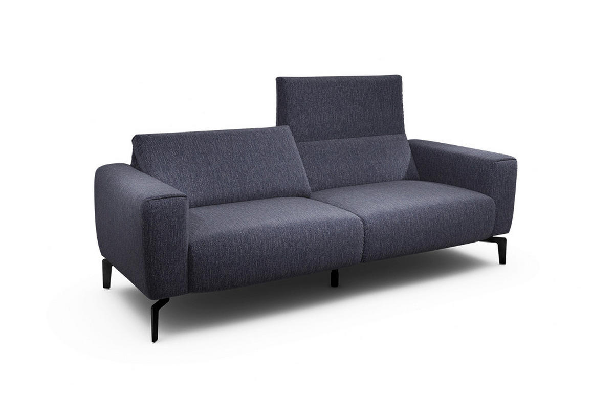 2,5-SITZER Chenille Blau  - Blau/Schwarz, Design, Textil/Metall (220/86/86-94cm) - SENSOO