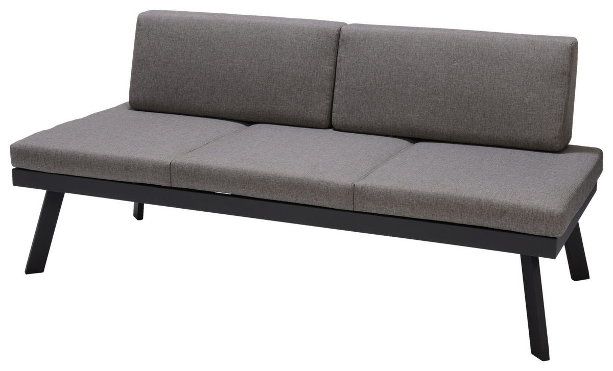 LOUNGESOFA  - Hellgrau/Grau, Design, Textil/Metall (180/82/80,1cm) - Amatio