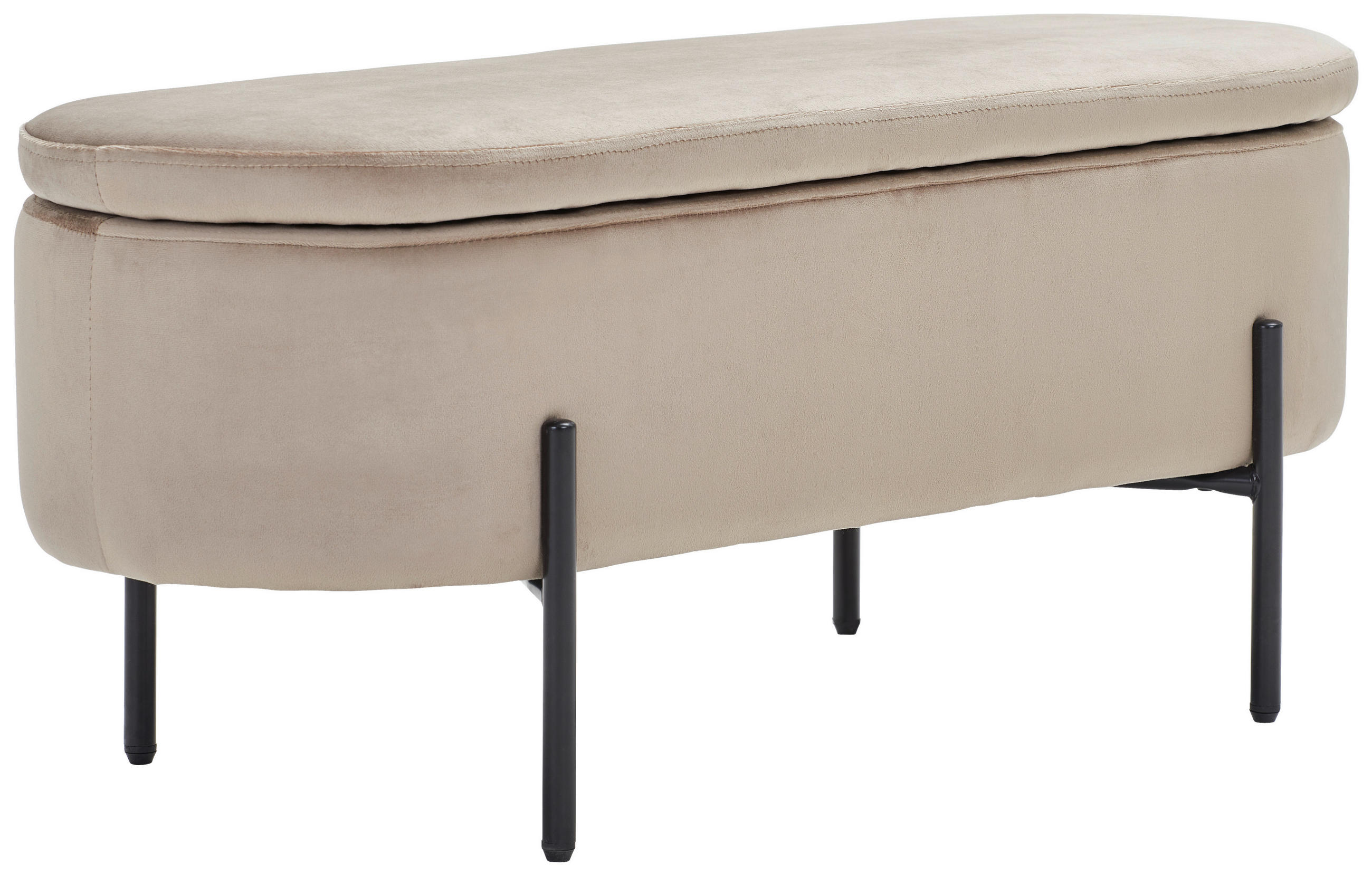 TRUHENBANK 95/43/36 cm Samt Schwarz, Graubraun  - Graubraun/Schwarz, MODERN, Textil/Metall (95/43/36cm) - Novel