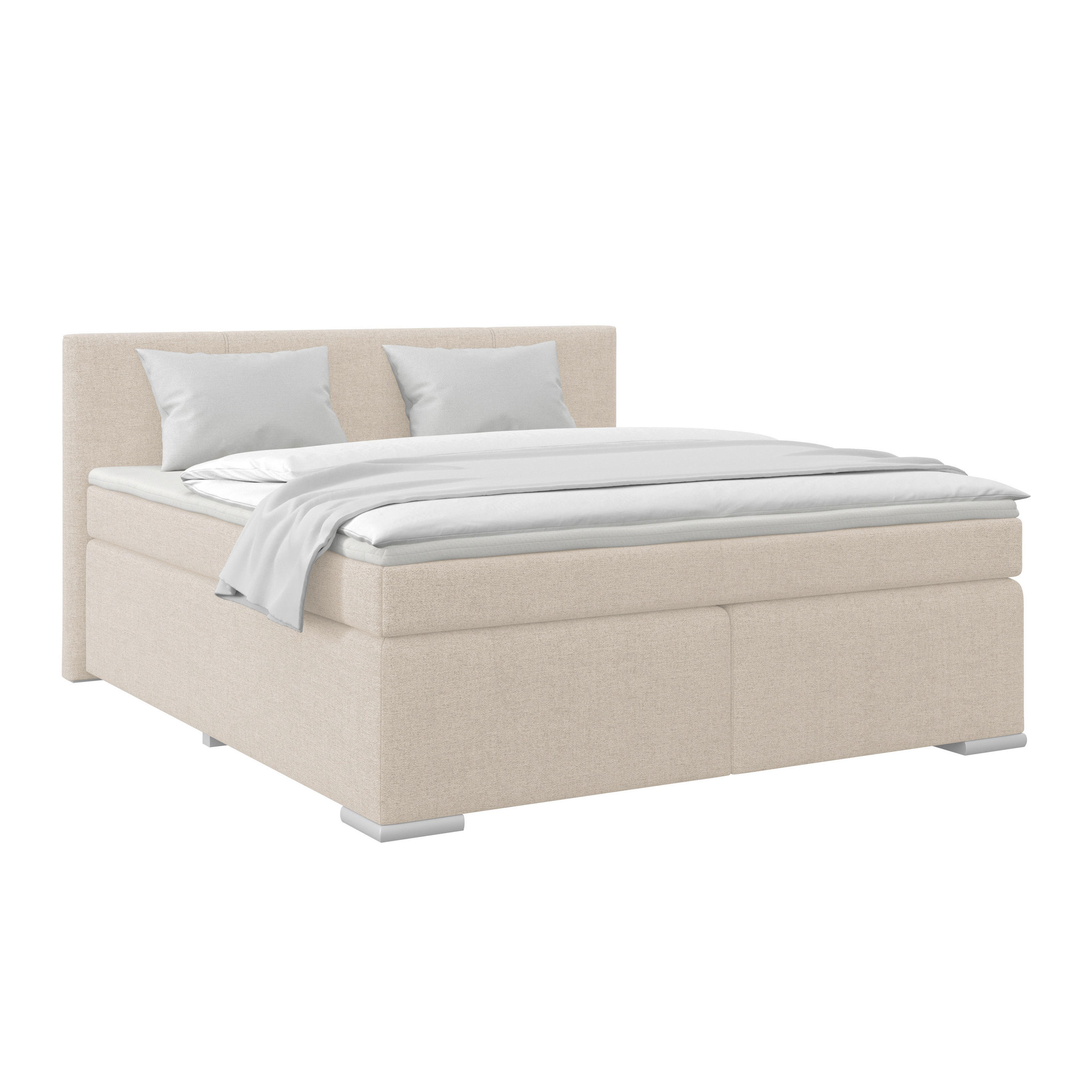 BOXSPRINGBETT 180/200 cm  in Creme  - Creme/Alufarben, Basics, Kunststoff/Textil (180/200cm) - Boxxx