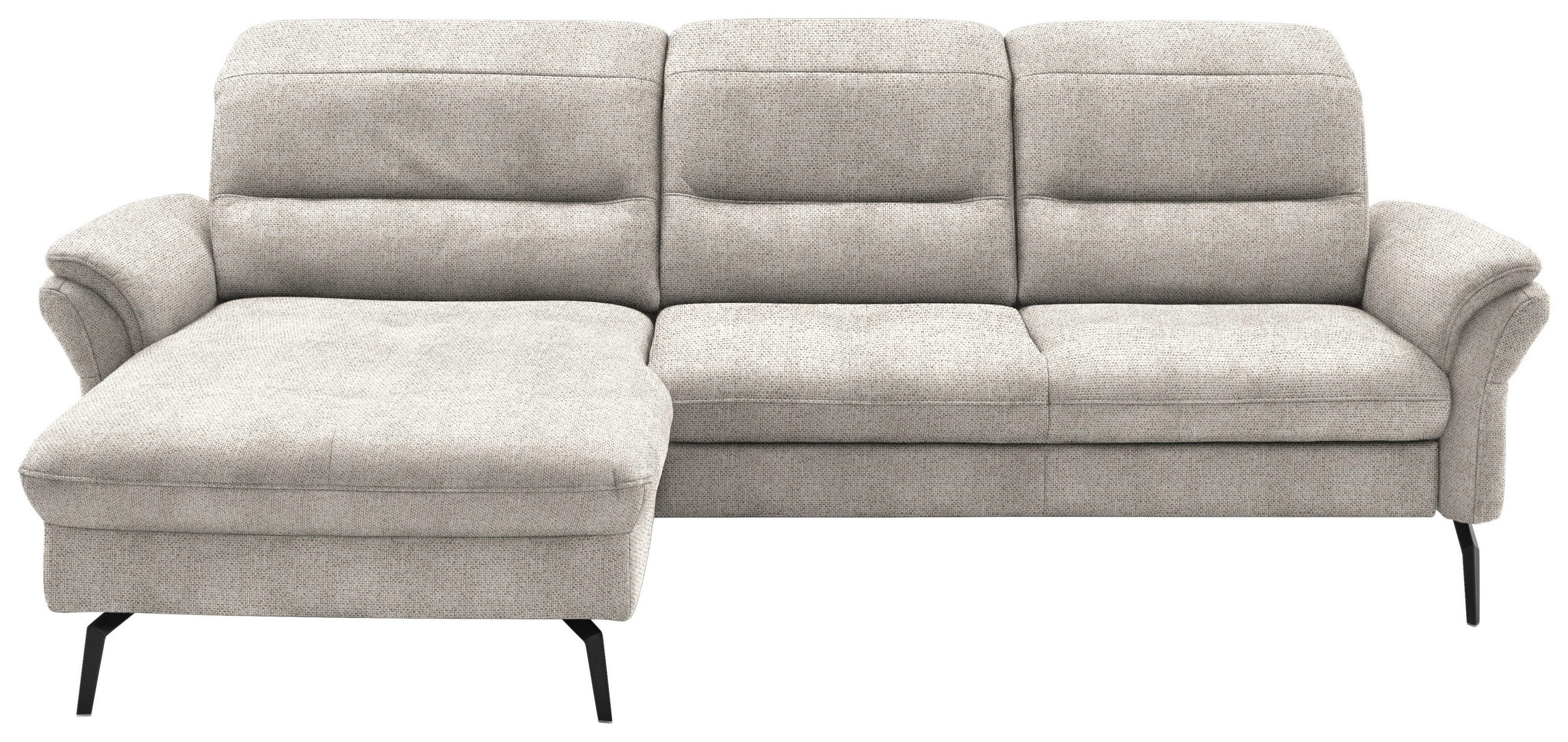 ECKSOFA in Flachgewebe Creme  - Creme/Schwarz, Konventionell, Textil/Metall (181/260cm) - Beldomo Speed