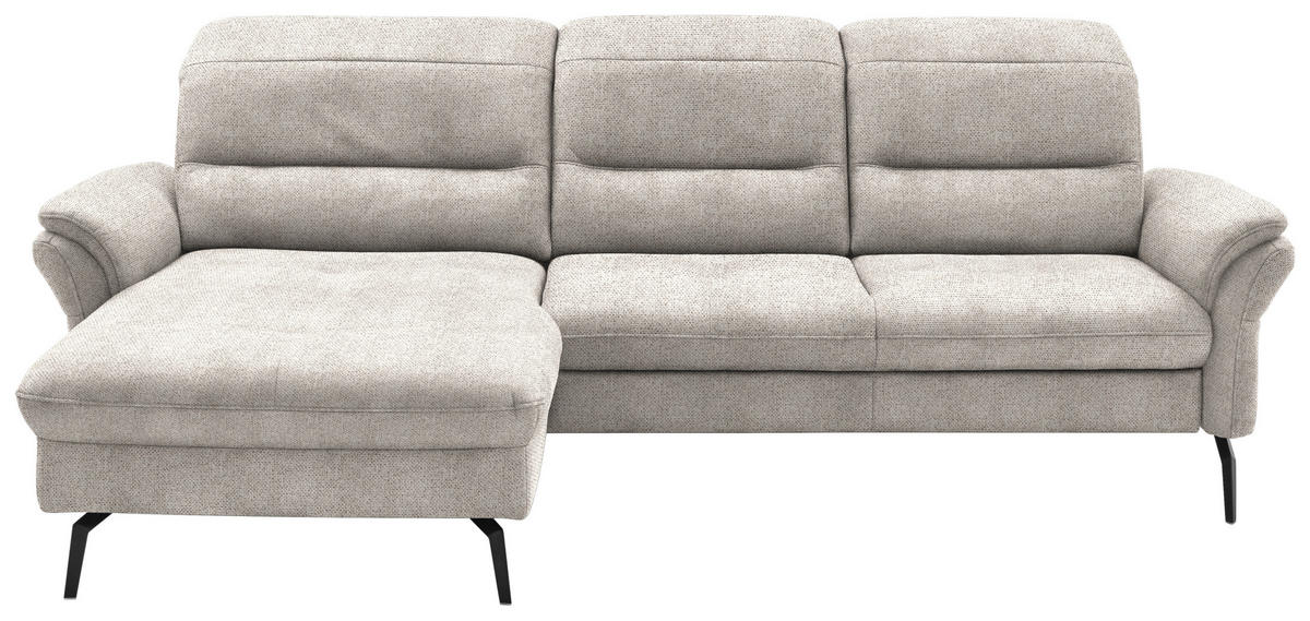 ECKSOFA in Flachgewebe Creme  181/260 cm  - Creme/Schwarz, KONVENTIONELL, Textil/Metall (181/260cm) - Beldomo Speed