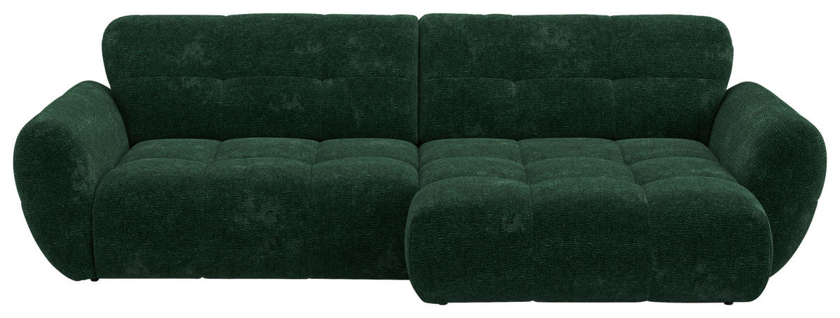 ECKSOFA NIVO Dunkelgrün Chenille Rücken echt  - Dunkelgrün/Schwarz, MODERN, Kunststoff/Textil (312/175cm) - Livetastic