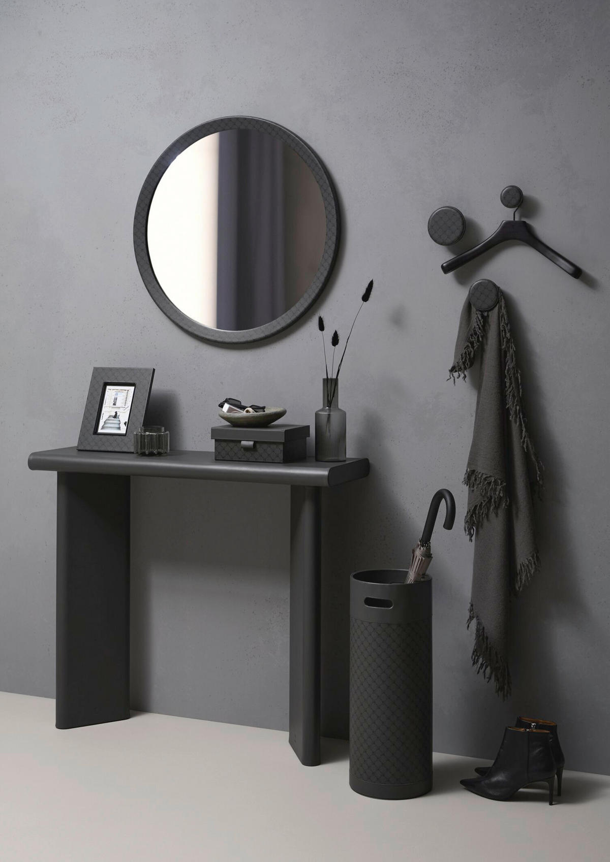 WANDSPIEGEL 72/3/72 cm  - Anthrazit/Schwarz, Modern, Glas/Textil (72/3/72cm) - Joop!