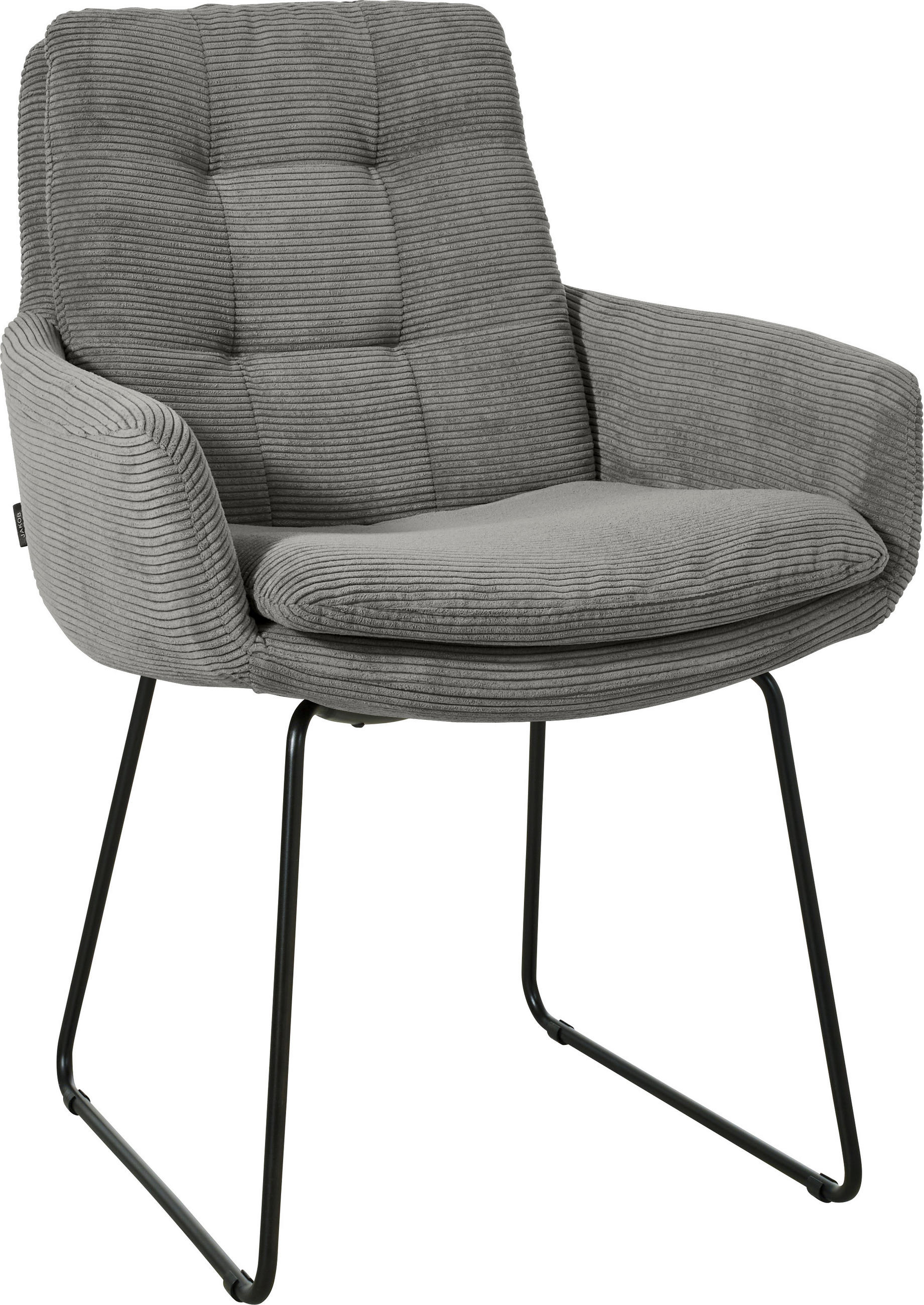 ARMLEHNSTUHL in Cord - Schwarz/Grau, Design, Textil/Metall (63/90/69cm) - Johann Jakob