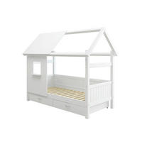 HAUSBETT 90/200 cm,  in Weiß, Rollrost, Bettschublade  - Weiß, MODERN, Holz (90/200cm) - Chameo