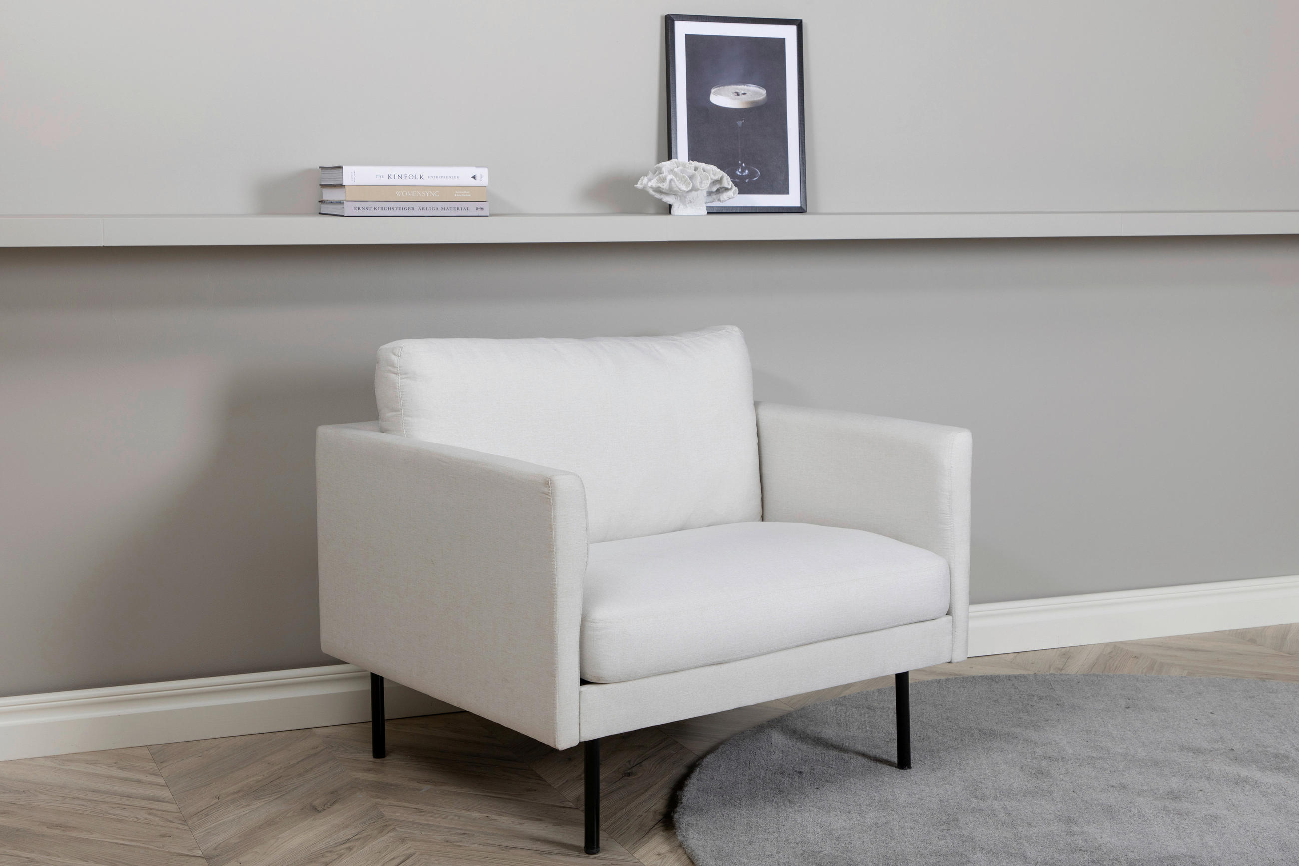 FÅTÖLJ i metall, plast, textil svart, beige  - beige/svart, Design, metall/textil (95/80/84cm) - Livetastic