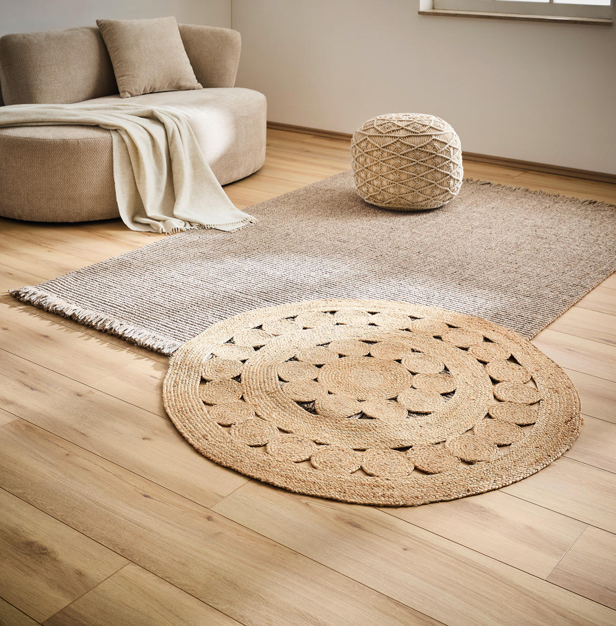 HANDWEBTEPPICH 160/230 cm Naturfarben, Beige  - Beige/Naturfarben, Design, Textil (160/230cm) - Linea Natura