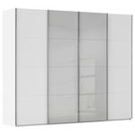 SCHWEBETÜRENSCHRANK 271/235/68 cm 4-türig Grau, Weiß  - Chromfarben/Weiß, KONVENTIONELL, Glas/Holzwerkstoff (271/235/68cm) - Novel